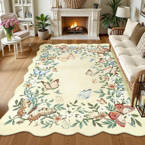 Navak Carpet Irregular Living Room Carpet Simple Butterfly Pattern Bedroom Bedside Rug Foldable Machine Washable Coffee Table Mat Kовер Tapis