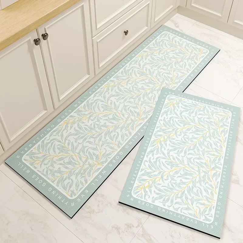 Navak Carpet Carpet for Kitchen Floor Mat Pvc Leather Waterproof Non-slip Long Rug Oil-proof Foot Mats Pink Flower Home Decoration Rugs