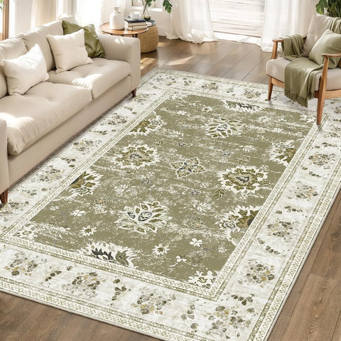 Navak Carpet Pink Vintage Living Room Carpet Bohemian Style Light Luxury Bedroom Rug Large Area Machine Washable Non-slip Coffee Table Mat 러그