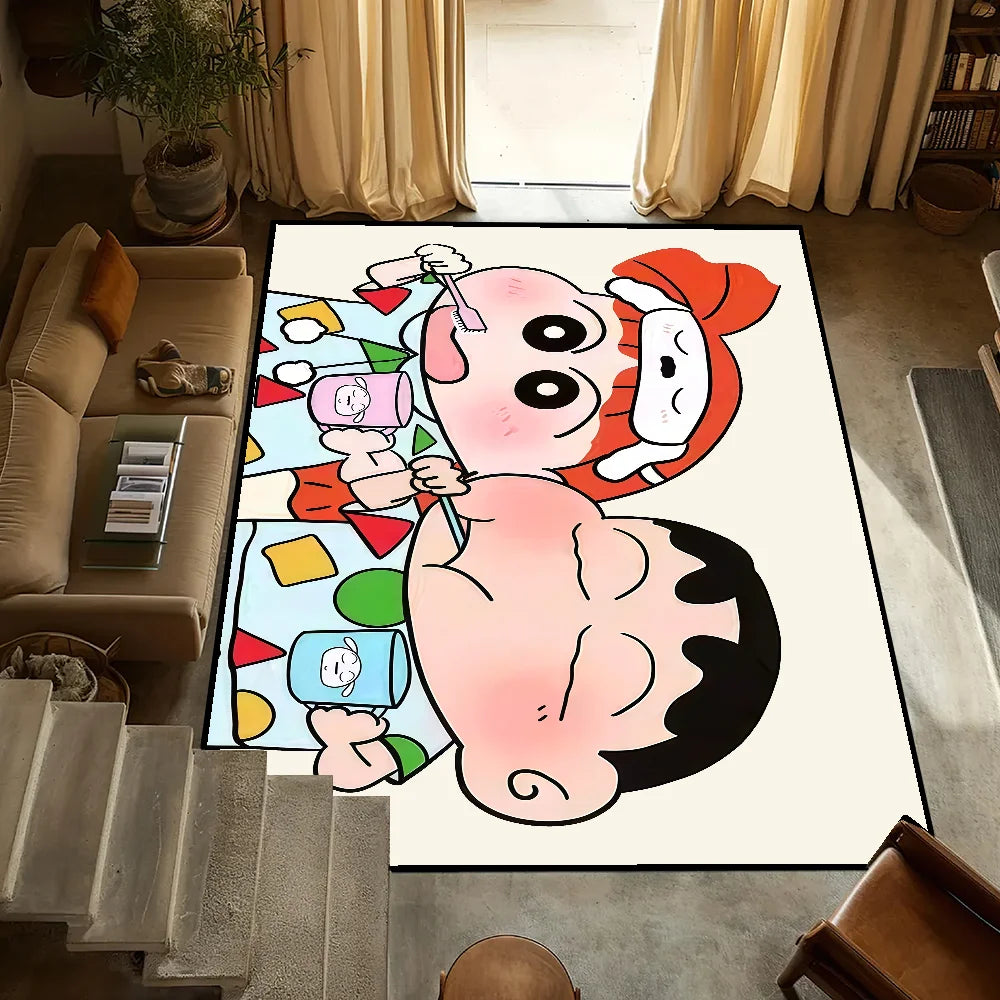 Navak Carpet Anti-Slip Cute C-chan Kitchen C-Crayon S-Shin Bedroom Tufted Rug cartoon Carpet time funny bath Living Room Entrance Decoration