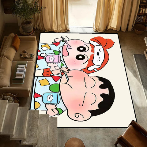 Navak Carpet Anti-Slip Cute C-chan Kitchen C-Crayon S-Shin Bedroom Tufted Rug cartoon Carpet time funny bath Living Room Entrance Decoration