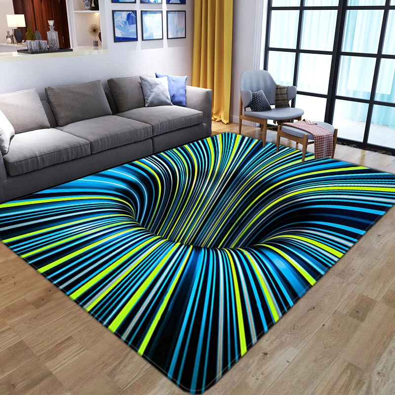 Navak Carpet 3D Vortex Illusion Carpet Entrance Door Floor Mat Abstract Geometric Optical Doormat Non-slip Floor Mat Living Room Decor Rug