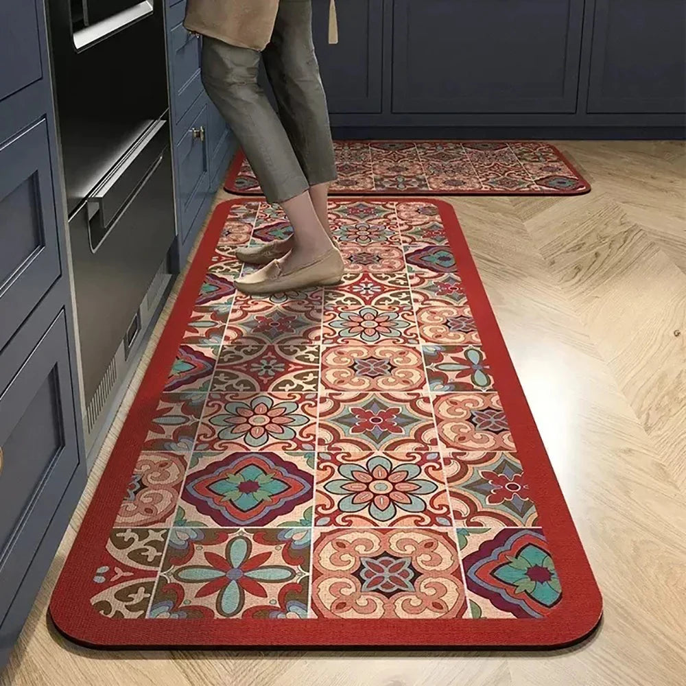 Navak Carpet Kitchen Mat Absorbent Printed Kitchen Rugs Non-slip Area Mat Hallway Long Carpets for Living Room Bedroom Entrance Doormat Bath