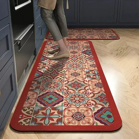 Navak Carpet Kitchen Mat Absorbent Printed Kitchen Rugs Non-slip Area Mat Hallway Long Carpets for Living Room Bedroom Entrance Doormat Bath