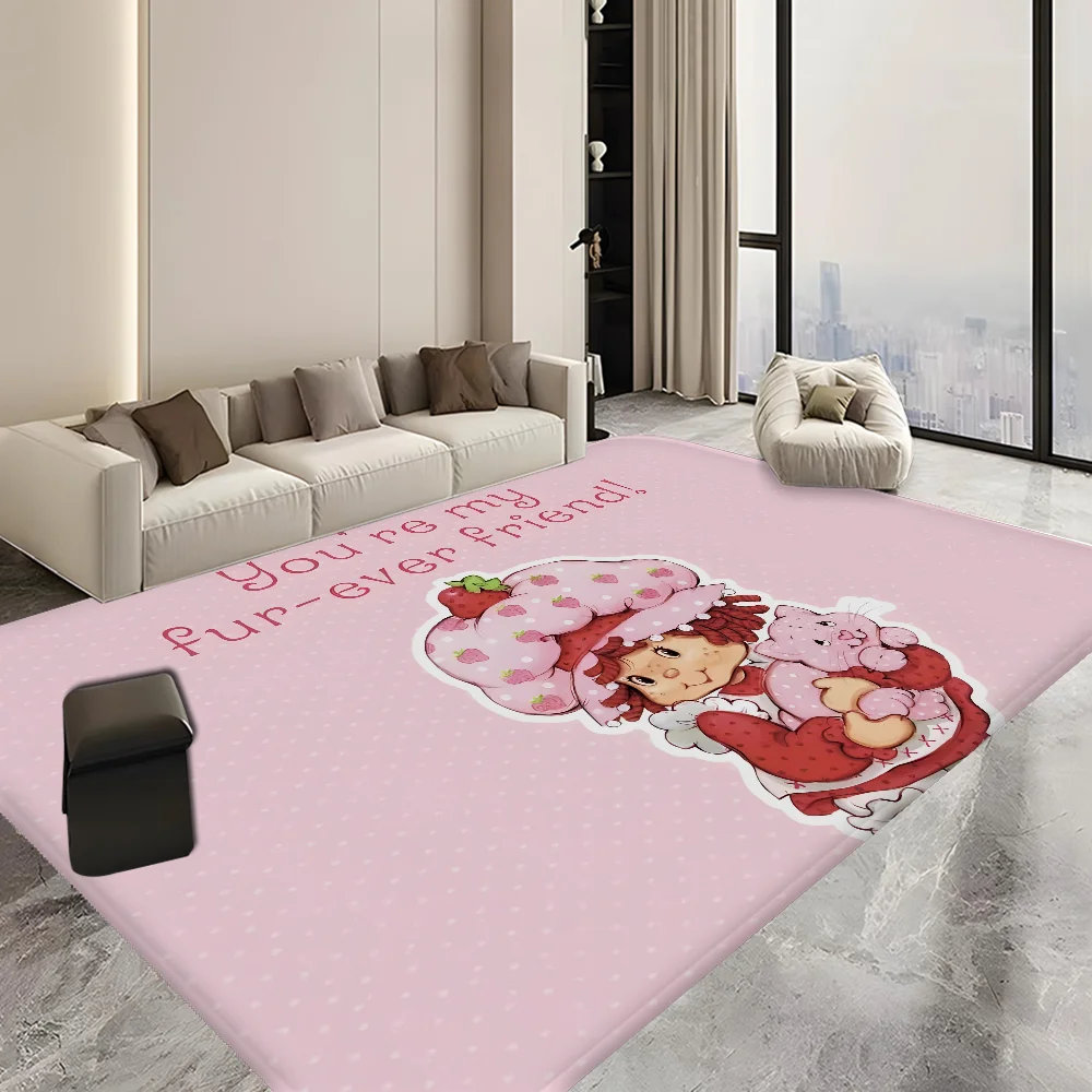 Navak Carpet S-Strawberry-Pink girl Floor Mat Bathroom Mat Kids Room Bedroom Decoration Balcony Anti-Slip Doormat Living Room Welcome Rug