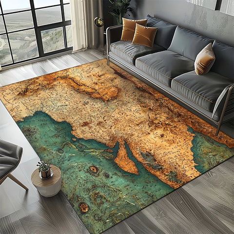 Navak Carpet Retro Marine Nautical Chart Compass Carpet Rug for Home Living Room Bedroom Sofa Doormat Decor, Floor Mat