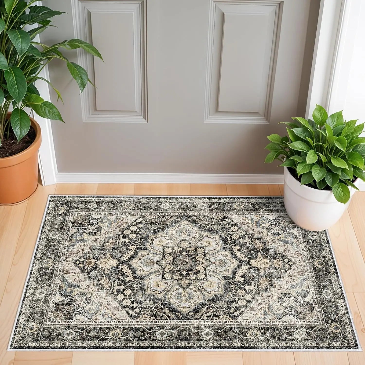 Navak Carpet Washable Oriental Area Rug  Rugs for Living Room Soft Carpet for Bedroom Waterproof Floral Distressed Indoor Stain