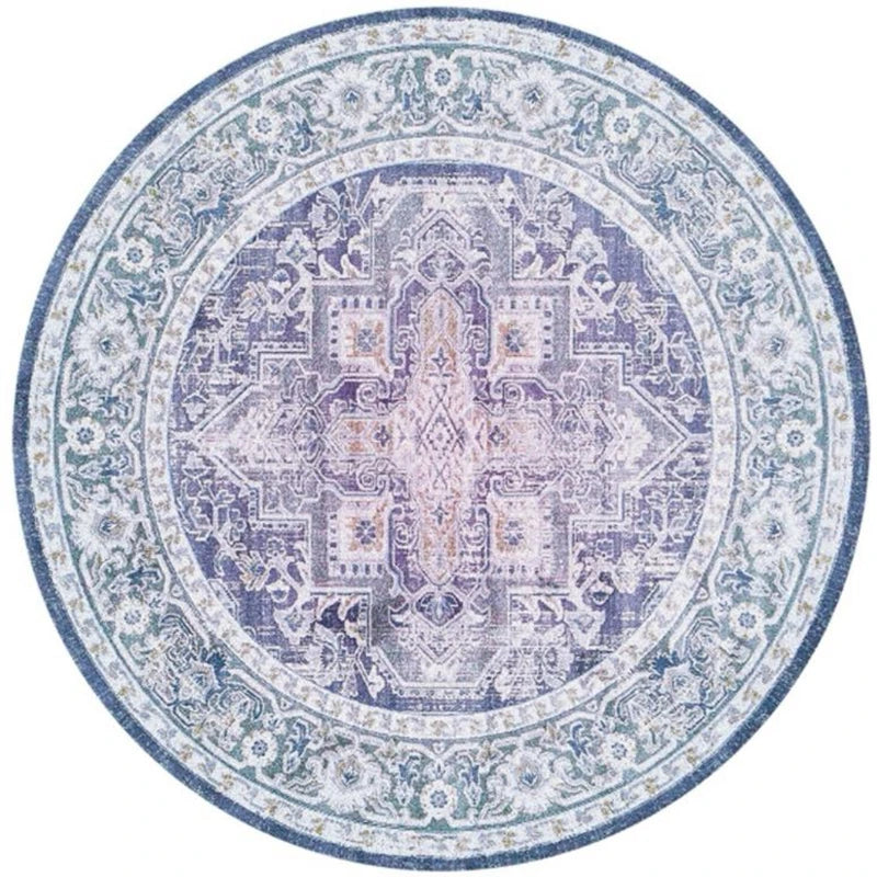 Navak Carpet Mandala Print Round Carpet Nordic Modern Living Room Anti-Slip Rug Coffee Table Foot Pad Bedroom Floor Mats Bay Window Chair Mat