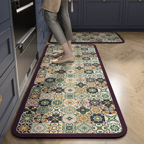 Navak Carpet Kitchen Mat Absorbent Printed Kitchen Rugs Non-slip Area Mat Hallway Long Carpets for Living Room Bedroom Entrance Doormat Bath