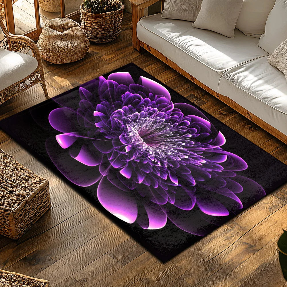 Navak Carpet Tuniu Large Purple Flower Carpet Rug Non-Slip Home Living Room Floor Mat Decorative Rug