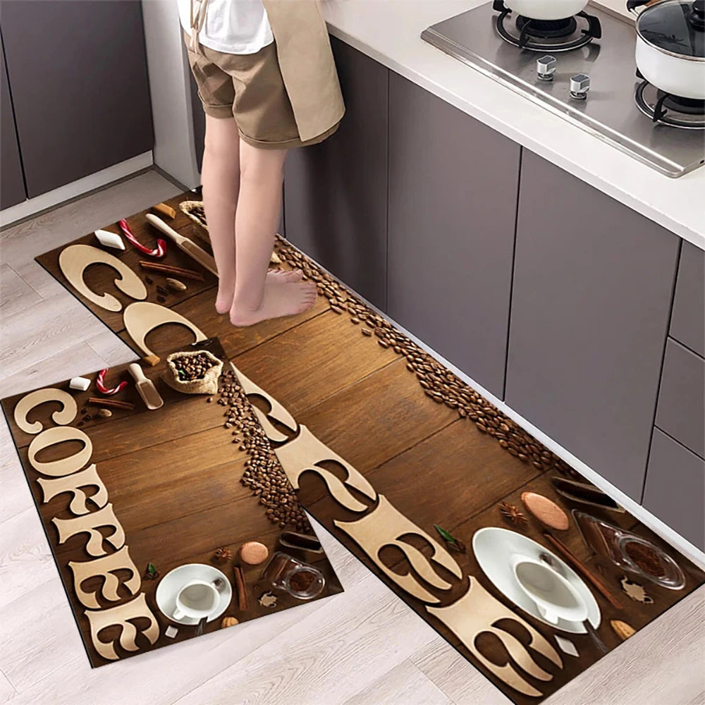 Navak Carpet Polyster Waterproof Oilproof Kitchen Mat Printed Antislip Bath Mat Soft Bedroom Floor Mat Living Room Carpet Doormat Kitchen Rug