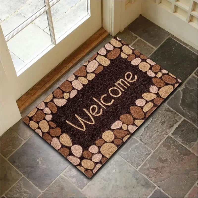 Navak Carpet Elegant 'HOME' Crystal Velvet Rug - Soft & Durable Pebble Design Doormat, Non-Slip Entrance Decor, Perfect Gift for Modern Homes