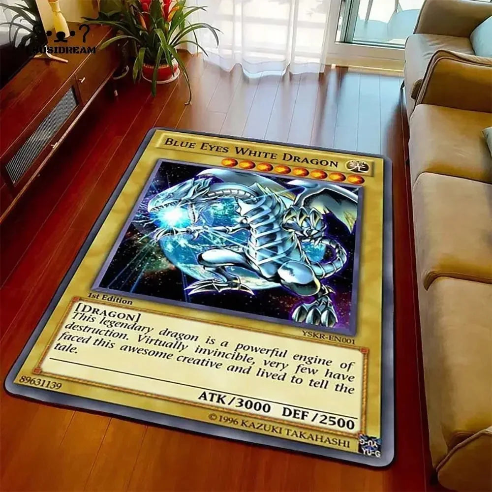 Navak Carpet Yu-Gi-Oh Blue Eyes White Dragon Anime Carpet Cartoon Floor Mat for Living Room and Bedroom Decorative Area Rug Perfect Gift