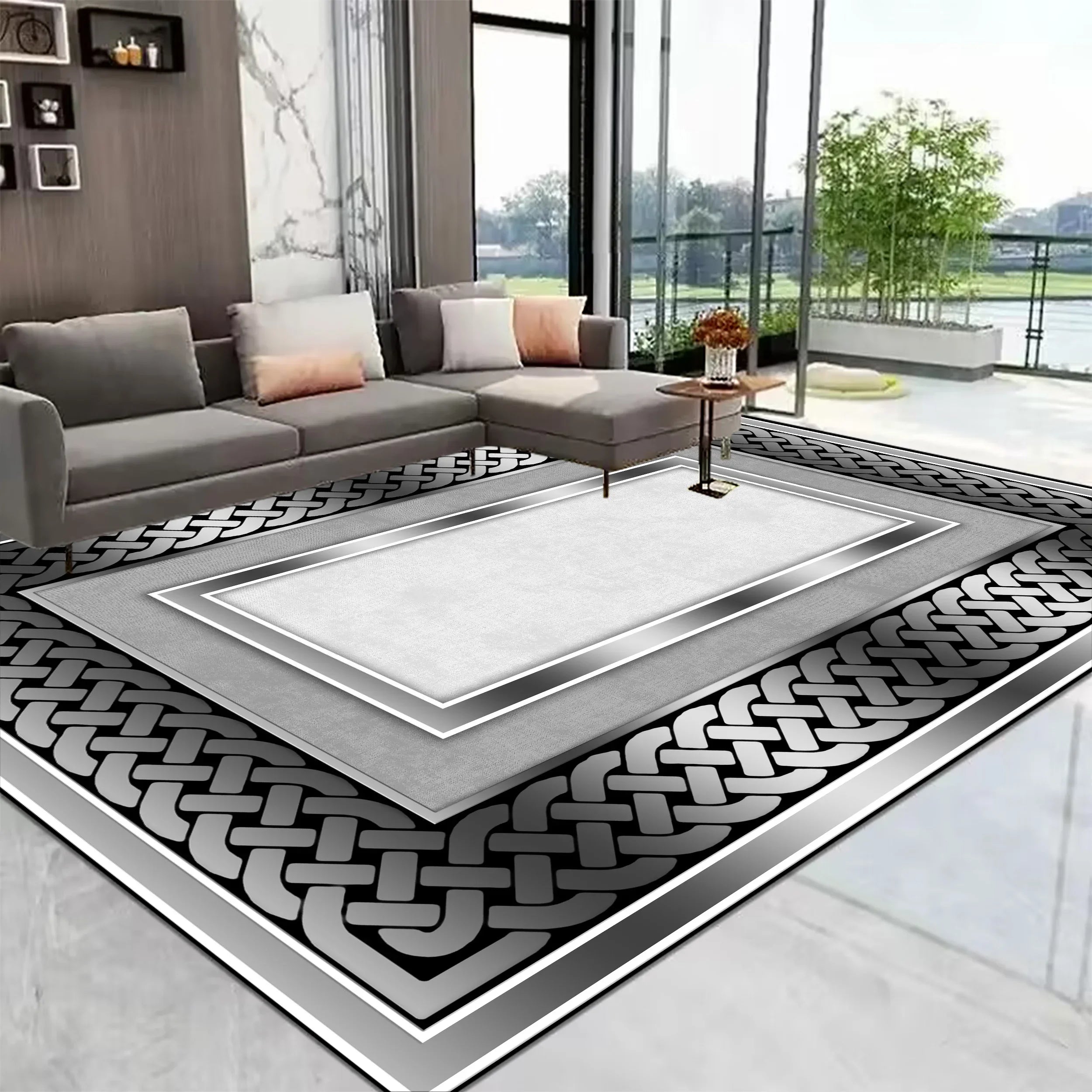Navak Carpet European Gold Large Living Room Carpet Home Decoration Luxury Coffee Tables Mat Non-slip Washable Rug for Bedroom Decor Alfombra