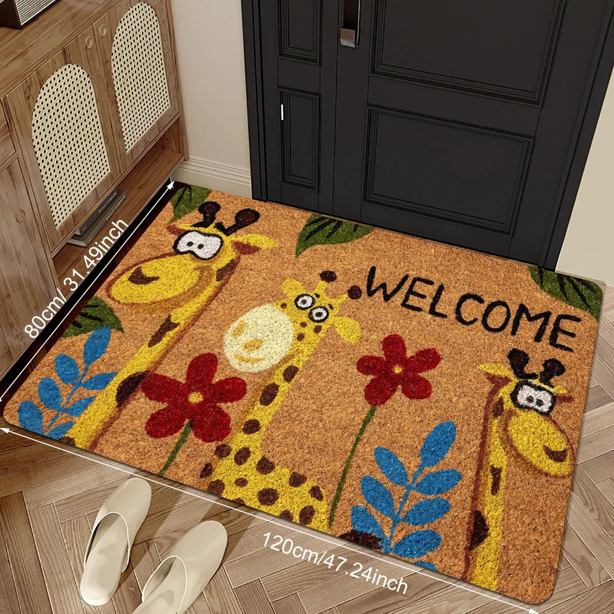 Navak Carpet Floral Animal Welcome Doormat Quick-Dry Polyester Indoor/Outdoor Mat for Entryway Kitchen Bathroom Laundry Room Wear-Resistant