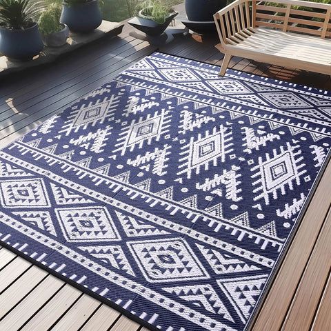 Navak Carpet Olanly Reversible Plastic Outdoor Rugs For Patio Non-slip Waterproof Rugs For Camping Large Foldable Fashion Carpets For Rooftop