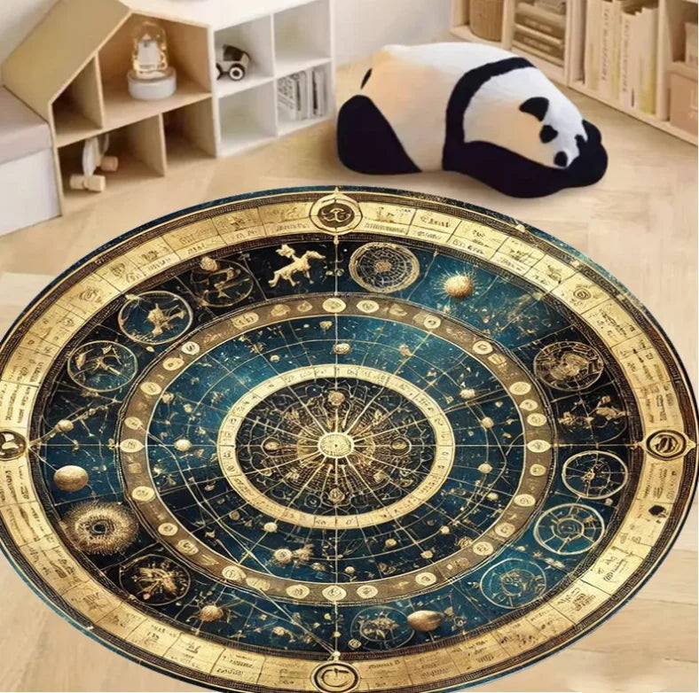 Navak Carpet Compass Print Round Area Rug Bedroom Kitchen Mat Washable Indoor Floor Accent Bathroom Carpet Living Room Home Office Hallway