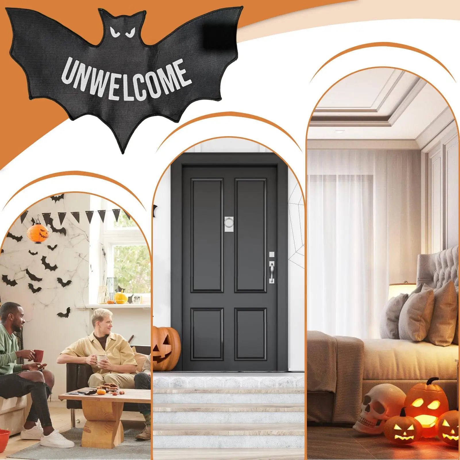 Navak Carpet Halloween Floor Mat Bat Unwelcome Mat Room Decor Gothic Doormat Home Decor For Entrance Indoor Apartment Bedroom Kitchen