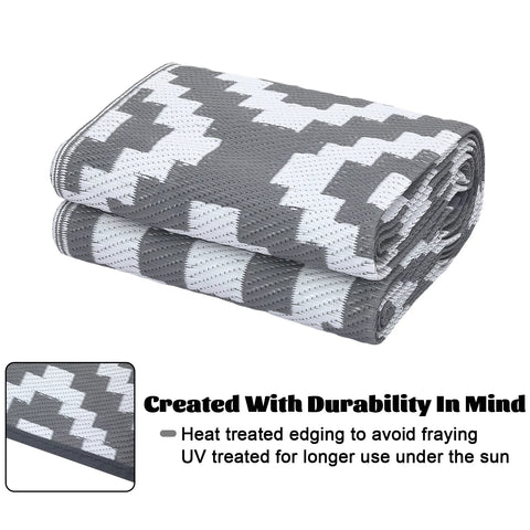 Navak Carpet Outdoor Rug Plastic Straw Rug Modern Geometric Waterproof Rug Reversible Outdoor Floor Mat for Patio Porch Backyard Picnic Campi