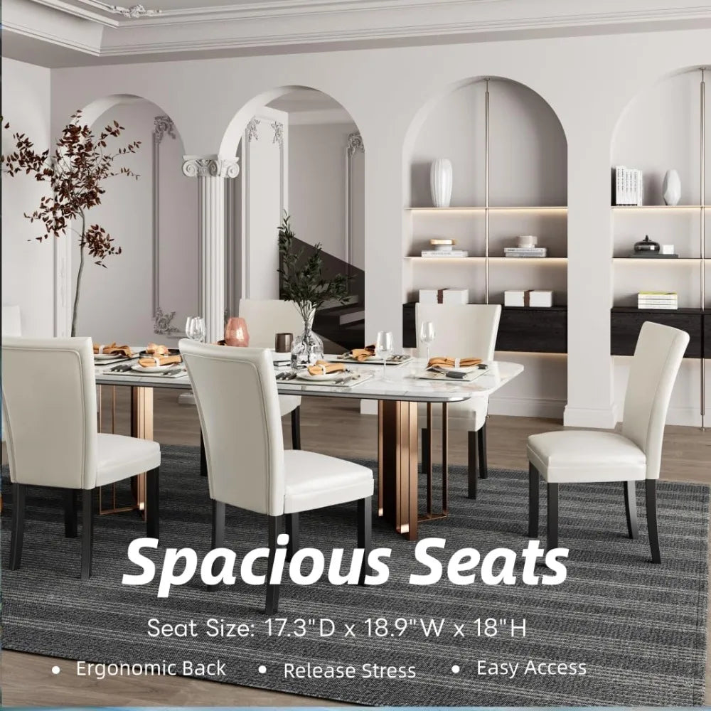 Navak Carpet Set of 2 Parsons Dining Chairs – Faux Leather Upholstered Side Chairs w/Solid Wood Legs for Dining & Living Room