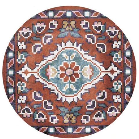 Navak Carpet Mandala Print Round Carpet Nordic Modern Living Room Anti-Slip Rug Coffee Table Foot Pad Bedroom Floor Mats Bay Window Chair Mat