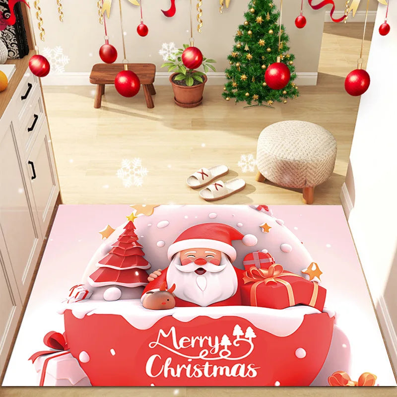 Navak Carpet Exclusive Picks Christmas Floor Rug Entry Door Mat Entrance Hall Carpet Water-Absorbing Stain-Resistant Wear-Resistant Festive Home Decor