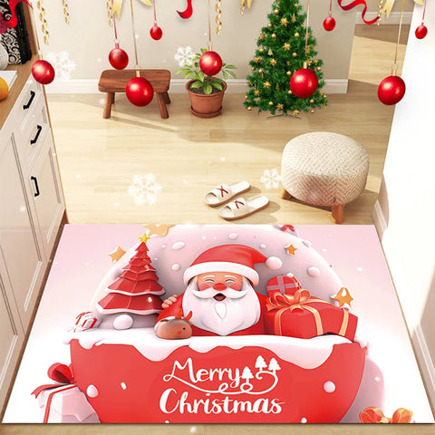 Navak Carpet Exclusive Picks Christmas Floor Rug Entry Door Mat Entrance Hall Carpet Water-Absorbing Stain-Resistant Wear-Resistant Festive Home Decor