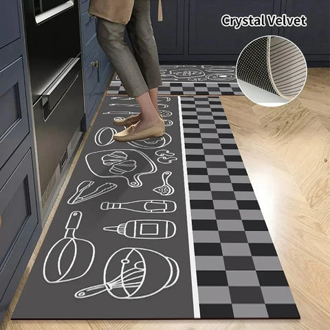 Navak Carpet Non-slip Kitchen Mat Long Rugs Crystal Velvet Carpet for Living Room Absorbent Foot Mats Bedroom Doormat Alfombra Small Rugs