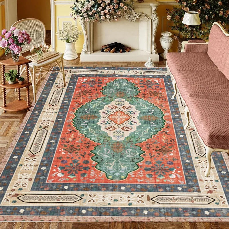 Navak Carpet Europe Türkiye Retro Style Carpet Living Room Sofa Bedroom Bedside Study Kitchen Entrance Door Rug Non-slip Luxury Decor Mat