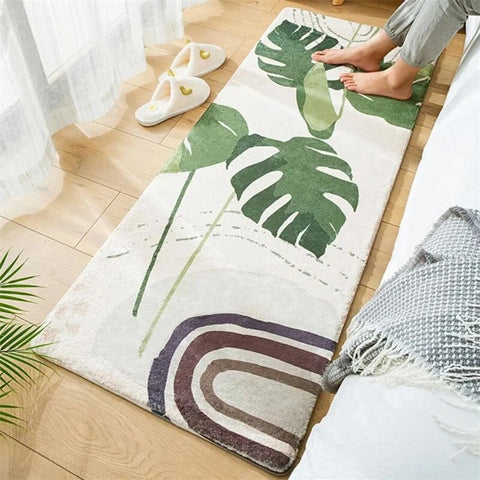 Navak Carpet Bedroom Home Carpet Bedside Rug Decoration Living Room Soft Door Mats Leaf Print Fluffy Plush Floor Mat Shaggy Alfombra 양탄자