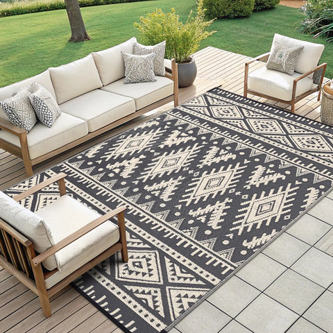 Navak Carpet Olanly Reversible Plastic Outdoor Rugs For Patio Non-slip Waterproof Rugs For Camping Large Foldable Fashion Carpets For Rooftop