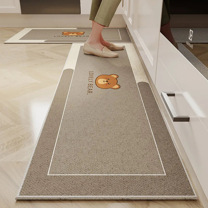 Navak Carpet Exclusive Picks 1/2PC Cartoon Easy To Manage Kitchen Floor Mat Home Long Crystal Velvet Carpet Dirt Resistant and Non-Slip Floor Mat
