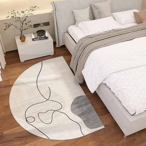 Navak Carpet Exclusive Picks Simple Lines Semi-Circular Carpet Durable And Easy To Clean Home Bedroom Bedside Rug Entrance Doormat Home Decor
