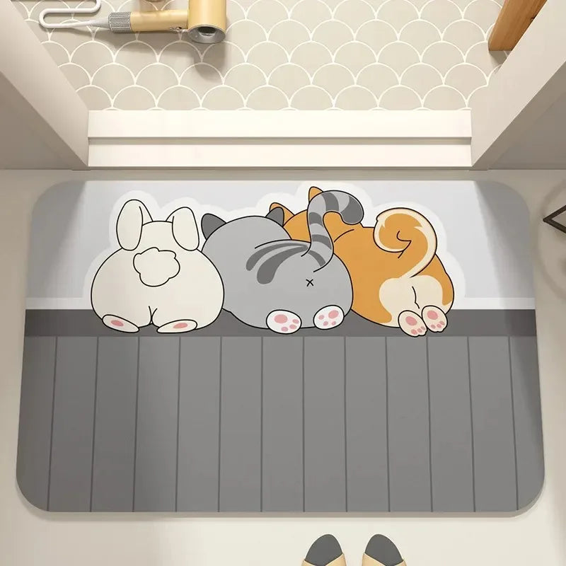 Navak Carpet Cute cartoon dog pattern bathroom absorbent carpet kitchen home decoration bedroom living room entrance door floor mat
