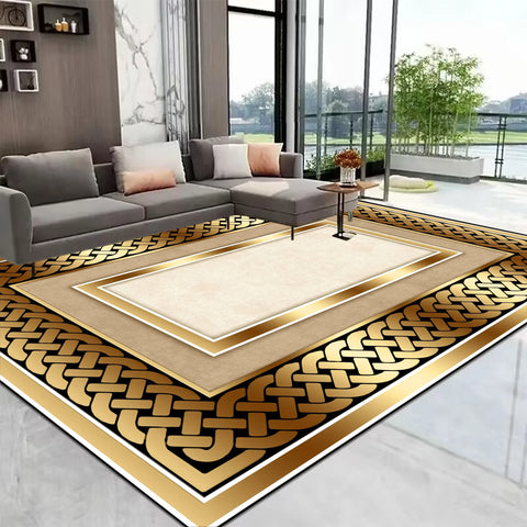Navak Carpet European Gold Large Living Room Carpet Home Decoration Luxury Coffee Tables Mat Non-slip Washable Rug for Bedroom Decor Alfombra