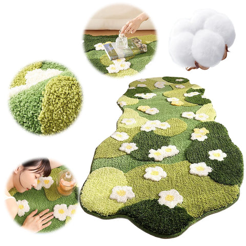 Navak Carpet Nordic Style 3D Moss Green Carpet Fluffy Forest Floor Mat Irregular Design Bedroom Rug for Living Room Decor