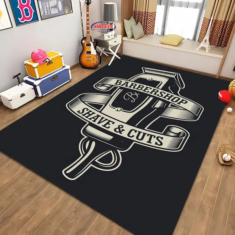 Navak Carpet Barber Shop sign Pattern Carpet,Living Room and Bedroom Household Items,Children's Room Sofa Mats, Doormat Floor  Anti-slip Rug