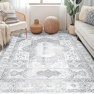 Navak Carpet Area Rugs Machine Washable No Pile Non Slip Vintage Rugs for Living Room&Bedroom&Dinning Room Bohemian Distressed Carpet I