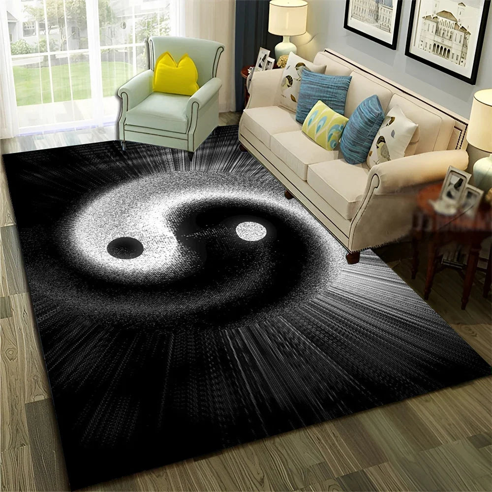 Navak Carpet Chinese 3D Tai Chi Bagua Yin Yang  Carpet Rug for Home Living Room Bedroom Sofa Doormat Decor,Child Area Rug Non-slip Floor Mat