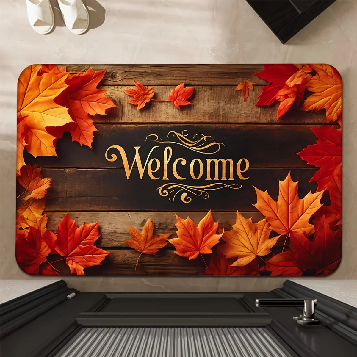 Navak Carpet Fall Thanksgiving Maple Leaves Welcome Door Mat Living Room Entrance Non-Slip Floormat Kitchen Hallway Balcony Rugs Home Decor