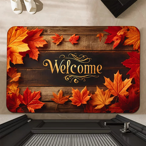Navak Carpet Fall Thanksgiving Maple Leaves Welcome Door Mat Living Room Entrance Non-Slip Floormat Kitchen Hallway Balcony Rugs Home Decor