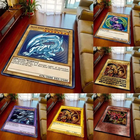 Navak Carpet Yu-Gi-Oh Blue Eyes White Dragon Anime Carpet Cartoon Floor Mat for Living Room and Bedroom Decorative Area Rug Perfect Gift