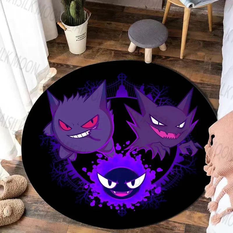 Navak Carpet Daily Picks Pokémon Gengar Printed Round Rug for Bedroom Game Cartoon Living Room Carpet Sofa Coffee Table Doormat Picnic Floor Mat