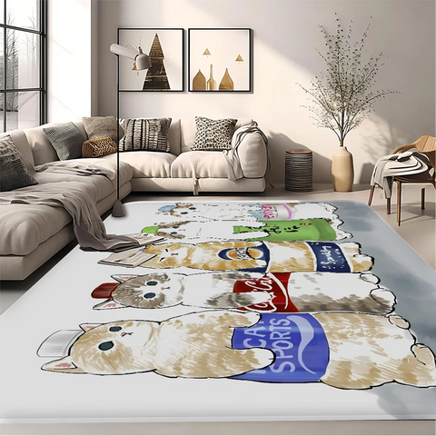 Navak Carpet Funny Cat mofusand Floor Mat Retro Multiple Choice Living Room Kitchen Rug Non-Slip Modern Home Decor
