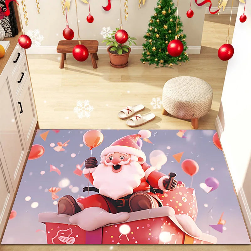 Navak Carpet Exclusive Picks Christmas Floor Rug Entry Door Mat Entrance Hall Carpet Water-Absorbing Stain-Resistant Wear-Resistant Festive Home Decor