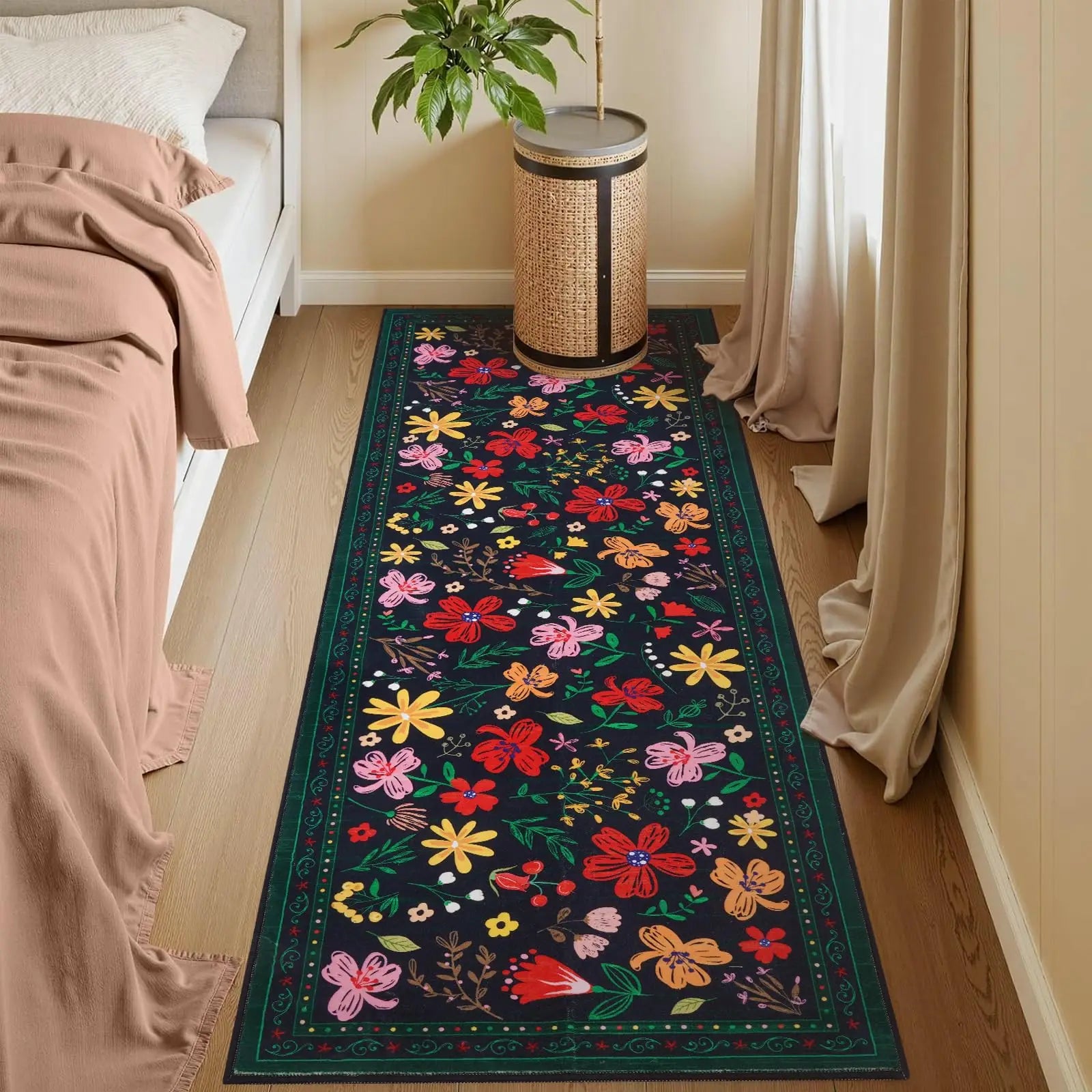 Navak Carpet Exclusive Picks Floral Hallway Runner Rug 2x6,Washable Non Slip Summer Kitchen Area Rug for Farmhouse Bedroom Home Entryway Decoration