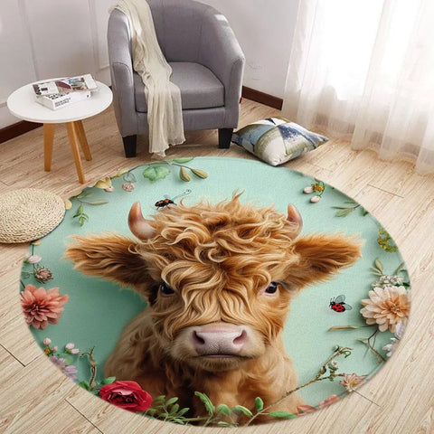 Navak Carpet Cartoon Lion Love Bear Round Rug Living Room Decoration Rabbit Bear Forest Animals Bedroom Rugs Home Mats Washable Leisure Rugs
