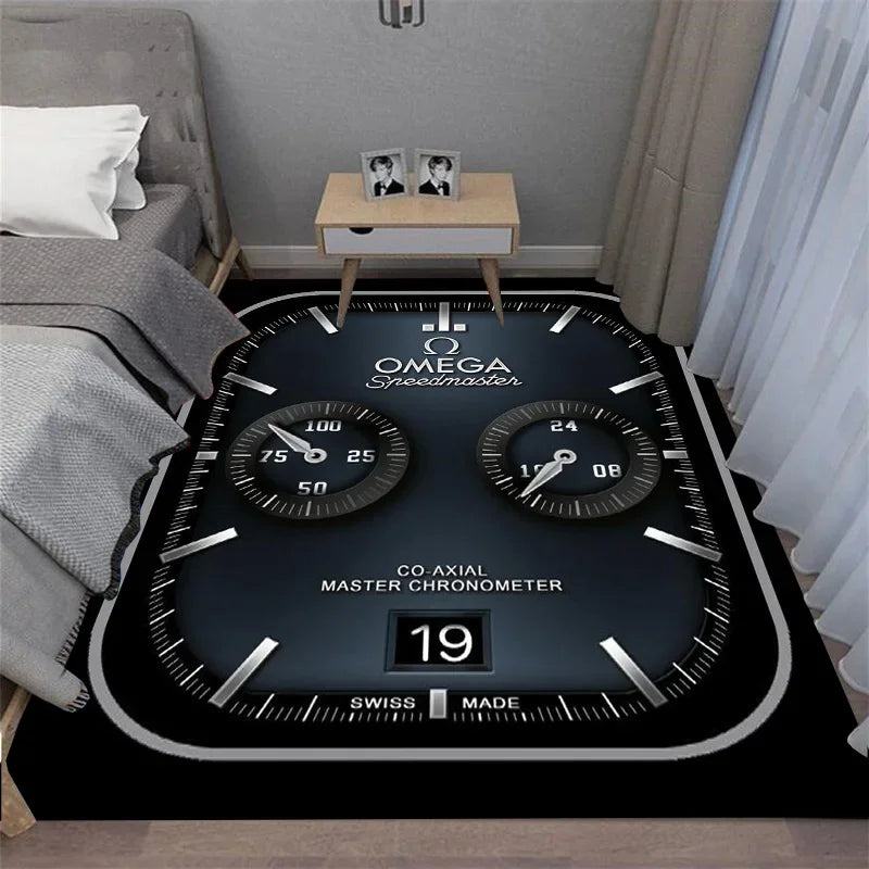 Navak Carpet Multi-functional O-OMEGA Dial Crown Watch Pointer Pattern Living Room Bedroom Sofa Decoration Carpet Floor Mat Rugs