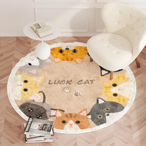 Navak Carpet Cartoon Style Bedroom Decor Carpet Cute Round Carpets for Living Room Thicken Plush Children's Rug Fluffy Soft Bedside Floor Mat