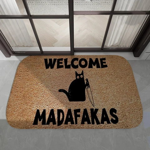 Navak Carpet Daily Picks Disney Dark Cat Welcome Madafakas Floor Mat Entrance Door Mat Rectangle Home Soft Badmat Front Door Indoor Outdoor Mat